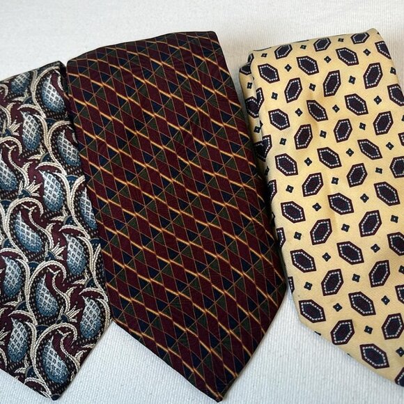 Men's Necktie Set of 3 100% Silk Business Dinner Date MobBoss CEO Hipster - Picture 1 of 9